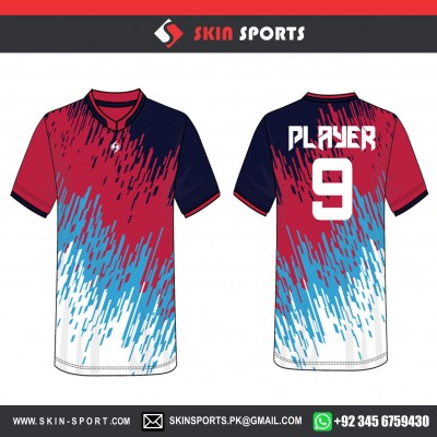 BLUE PINK TEXTURE  SOCCER JERSEYS